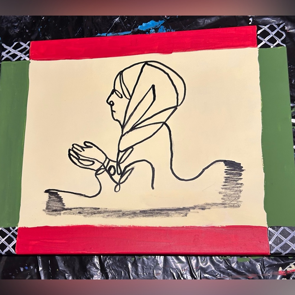Abstract Red and Green Art Canvas - Picture 1 of 1